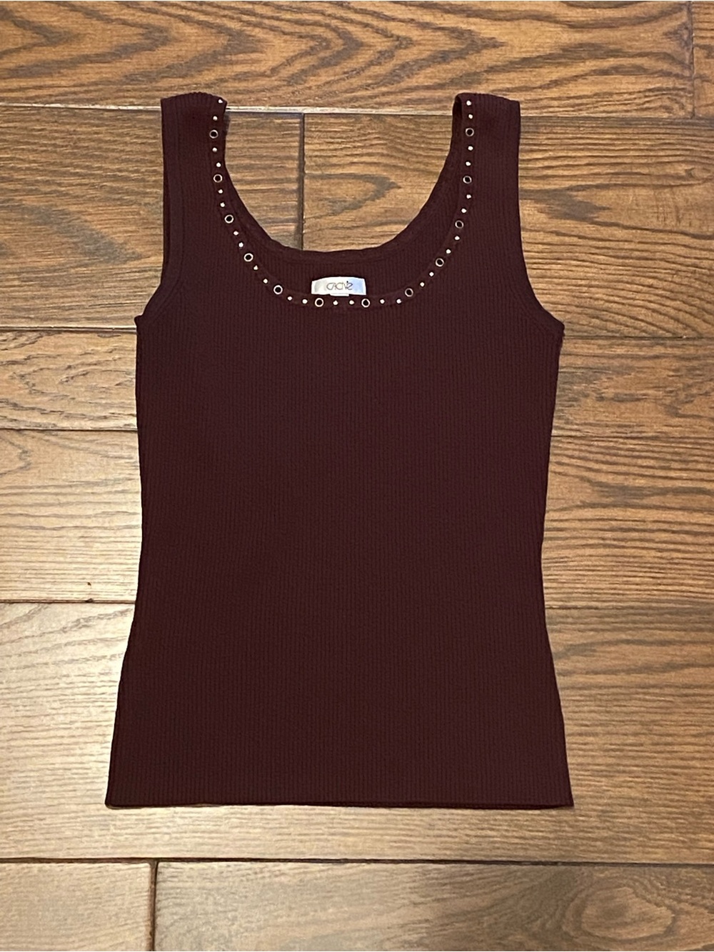 Ribbed Scoop Neck Brown Vintage Tank Top